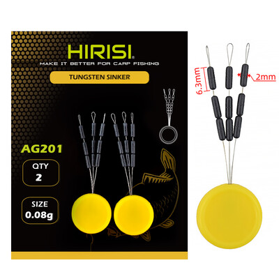 2 kompleta volframovih utega za karike za udice, veličina 0,05 g 0,08 g za terminalni pribor za ribolov šarana AG200