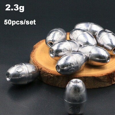 50 KOM 0,35-3 g ovalnog oblika, brzo tonući mamac, uteg, podijeljeni metak, ovalne perle za pecanje, tonila za ribolovnu opremu