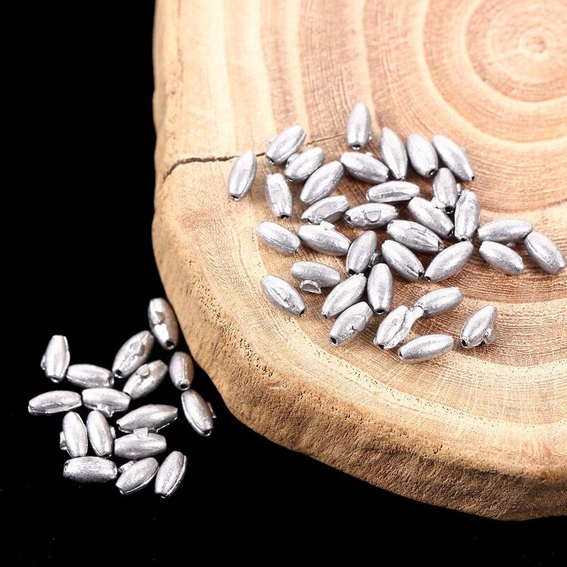 50 KOM 0,35-3 g ovalnog oblika, brzo tonući mamac, uteg, podijeljeni metak, ovalne perle za pecanje, tonila za ribolovnu opremu