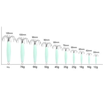 Светеща кука за калмари 12 Изкуствена примамка за риба чадър за октопод манивела Сепия Скариди Джигове Твърда риболовна примамка Аксесоари 2021