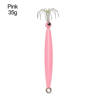 Novi stil Svjetleća/ružičasta udica za lignje s ribljim očima Svjetleća simulacija mamca za hobotnicu Drveni mamci za škampe Ribolovni pribor za ribu s rukavom