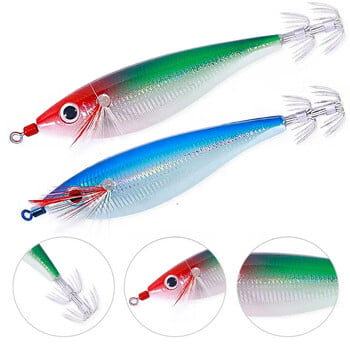 Νέα 100mm 10g Artificial Fishing Lures Squid Hook Jigs Noctilucent Squid Cuttlefish Jigs Bait Spinner Bait Sea Fish Wood Shrimps