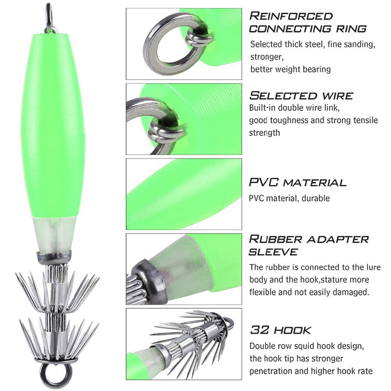 5 komada Svjetleća sipa Lignje Jig udica Sve za ribolov Mamci Hobotnica Glow Jigs Umjetni mamac Tvrdi Turlutte mamac za škampe
