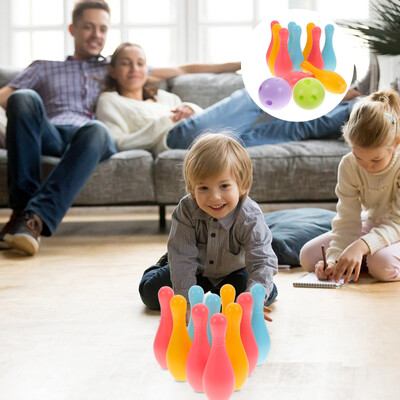 Spordikeeglikomplekt 18 cm Lastele Õppemänguasjad Pall ja Nööpnõelad Keeglimänguasjad Plastikust vihmaveerennid Naljakas keegel (juhuslik värv)