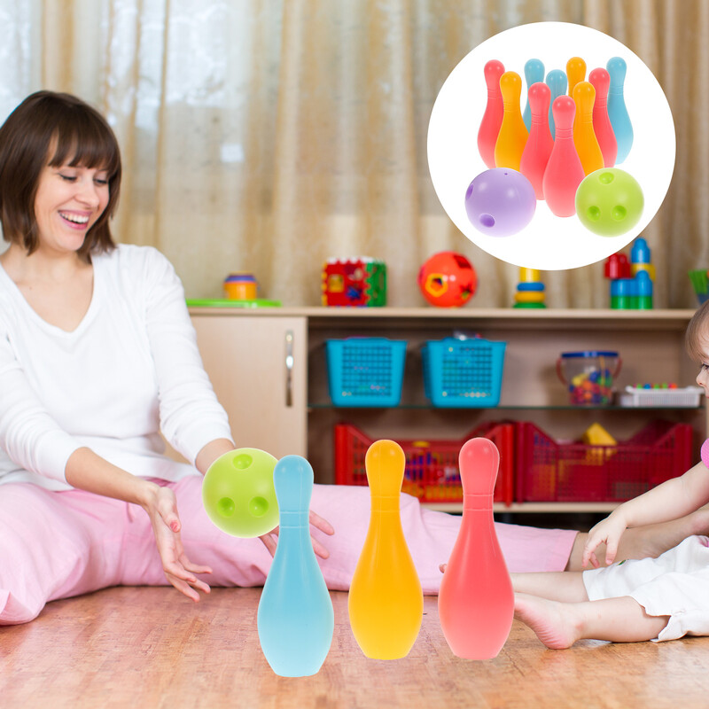 Spordikeeglikomplekt 18 cm Lastele Õppemänguasjad Pall ja Nööpnõelad Keeglimänguasjad Plastikust vihmaveerennid Naljakas keegel (juhuslik värv)