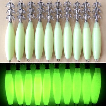 1 ΤΕΜ 17g 33g44g 55g72g Glow Squid Jigs Hook Luminous Squid Hook Σουπιές Ψάρεμα Άγκιστρο Sea Fishing Lures pesca Fishing Bait