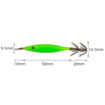 10/5/1Pcs 8cm 4g Светещи примамки за скариди Squid Jig Hook Морска твърда стръв Октопод Дървени скариди Squid Rig Риболовни принадлежности Изкуствени джигове