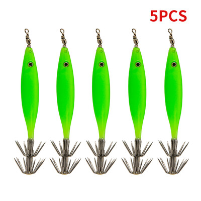 10/5/1Pcs 8cm 4g Svjetleći mamci za škampe Squid Jig Udica Morski tvrdi mamac Hobotnica Drveni škampi Squid Rig Umjetni jigovi