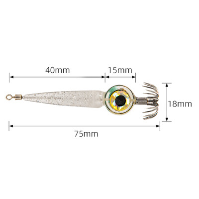10/5/1Pcs 8cm 4g Svjetleći mamci za škampe Squid Jig Udica Morski tvrdi mamac Hobotnica Drveni škampi Squid Rig Umjetni jigovi