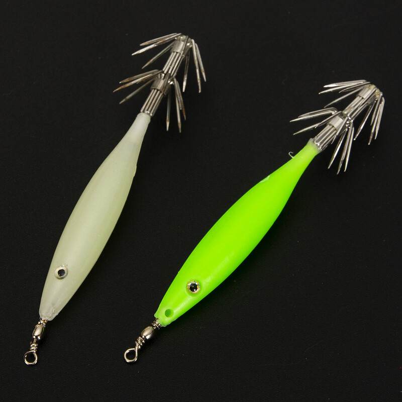 10/5/1Pcs 8cm 4g Svjetleći mamci za škampe Squid Jig Udica Morski tvrdi mamac Hobotnica Drveni škampi Squid Rig Umjetni jigovi