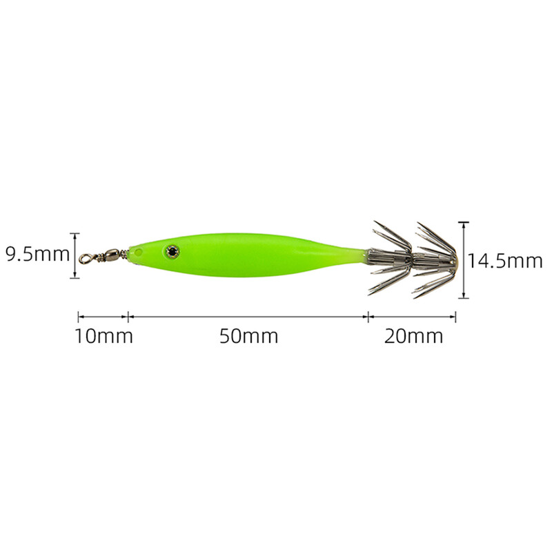 10/5/1Pcs 8cm 4g Svjetleći mamci za škampe Squid Jig Udica Morski tvrdi mamac Hobotnica Drveni škampi Squid Rig Umjetni jigovi