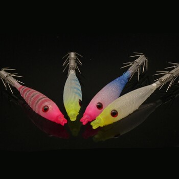 4 g / 8 cm 1 τεμ. Luminous UV Blowing Tube Octopus Lure Shrimp Bait Bazooka Squid Hook Πανί Ρολό Sea Fishing Explosion Jig Hook