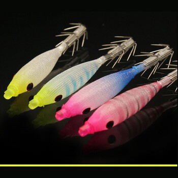 4 g / 8 cm 1 τεμ. Luminous UV Blowing Tube Octopus Lure Shrimp Bait Bazooka Squid Hook Πανί Ρολό Sea Fishing Explosion Jig Hook