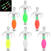 1 ks 6CM 4.2G Svetelná UV fúkacia trubica s háčikom na chobotnicu, drevená návnada na krevety, bazooka, háčik na chobotnice, látkový rolka, morský rybolov, výbušný háčik