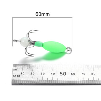 1τεμ 6CM4.2G Φωτεινός σωλήνας φυσήματος UV Octopus Jig Hook Ξύλο γαρίδας δόλωμα Bazooka Squid Hook Πανί Roll Sea Fishing Explosion Hook