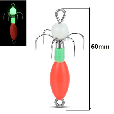 1 ks 6CM 4.2G Svetelná UV fúkacia trubica s háčikom na chobotnicu, drevená návnada na krevety, bazooka, háčik na chobotnice, látkový rolka, morský rybolov, výbušný háčik