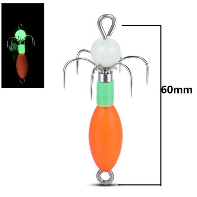 1 ks 6CM 4.2G Svetelná UV fúkacia trubica s háčikom na chobotnicu, drevená návnada na krevety, bazooka, háčik na chobotnice, látkový rolka, morský rybolov, výbušný háčik