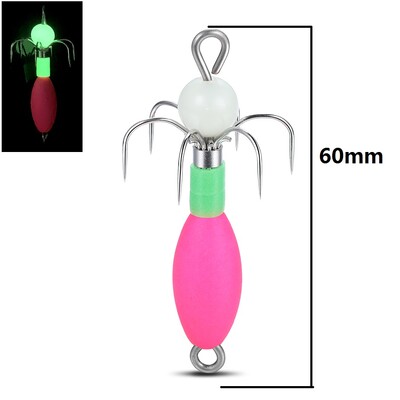 1 ks 6CM 4.2G Svetelná UV fúkacia trubica s háčikom na chobotnicu, drevená návnada na krevety, bazooka, háčik na chobotnice, látkový rolka, morský rybolov, výbušný háčik