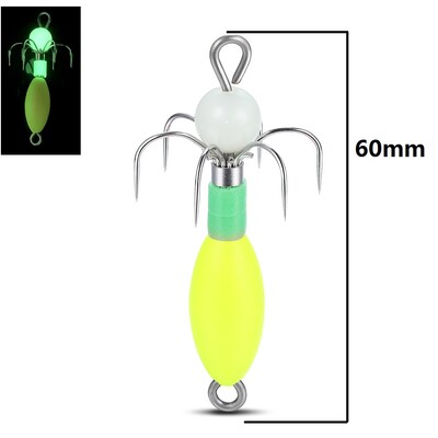 1 ks 6CM 4.2G Svetelná UV fúkacia trubica s háčikom na chobotnicu, drevená návnada na krevety, bazooka, háčik na chobotnice, látkový rolka, morský rybolov, výbušný háčik