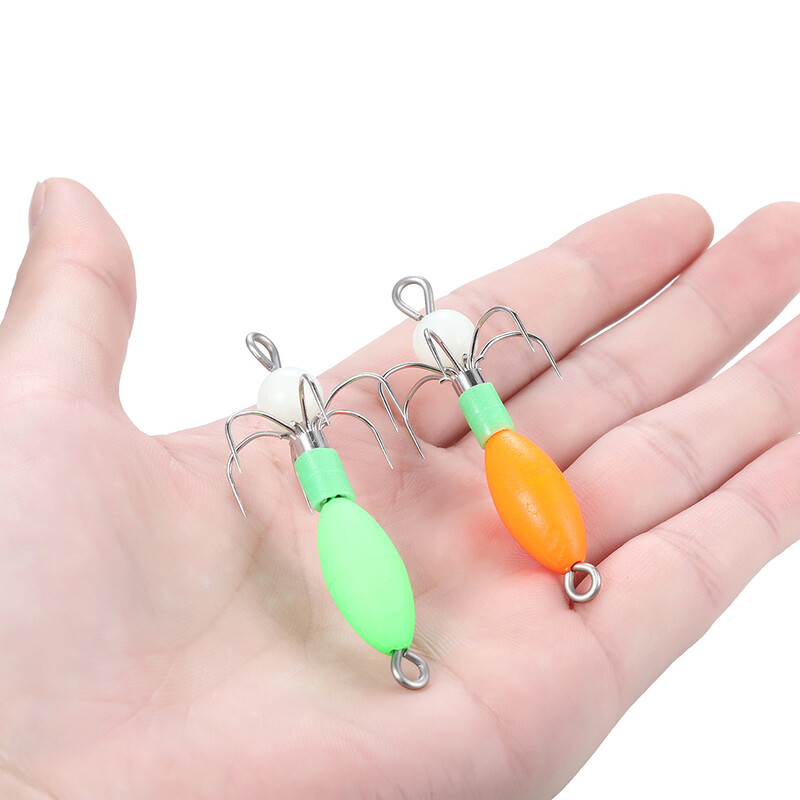 1 ks 6CM 4.2G Svetelná UV fúkacia trubica s háčikom na chobotnicu, drevená návnada na krevety, bazooka, háčik na chobotnice, látkový rolka, morský rybolov, výbušný háčik