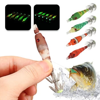 4/5/7Pcs Luminous Shrimp Fishing Bait Fluorescent Fishing Lures Luminous Squid Jig Hooks Αξεσουάρ ψαρέματος Αξεσουάρ Εξοπλισμός