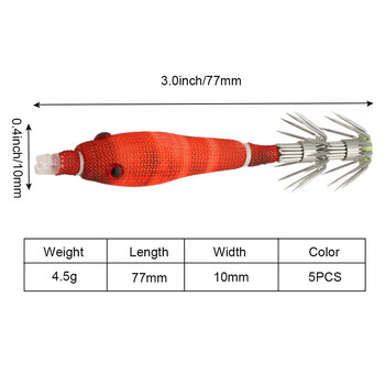 4/5/7Pcs Luminous Shrimp Fishing Bait Fluorescent Fishing Lures Luminous Squid Jig Hooks Αξεσουάρ ψαρέματος Αξεσουάρ Εξοπλισμός