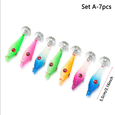 4/5/7 kom. Svjetleći mamac za ribolov škampa Fluorescentne mamce za pecanje Svjetleće udice za lignje Pribor za pecanje Oprema