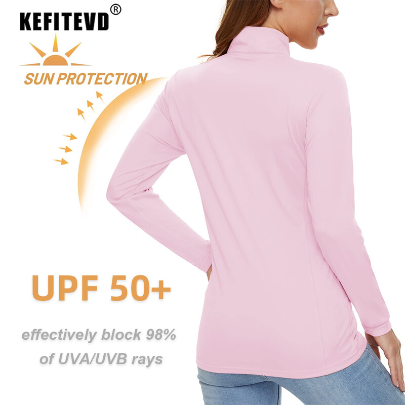 KEFITEVD Ljeto UPF 50+ Ženske majice dugih rukava Zaštita od kože/sunca/UV-a Brzo sušeće Plivačke majice za planinarenje i ribolov Na otvorenom