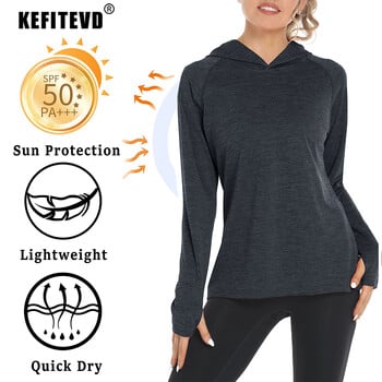 KEFITEVD Quick Dry Γυναικεία μπλουζάκια UPF 50+ μακρυμάνικα Skin UV Protection Μπλουζάκια πεζοπορίας για κολύμβηση εξωτερικού χώρου Προπόνηση πουλόβερ για τρέξιμο