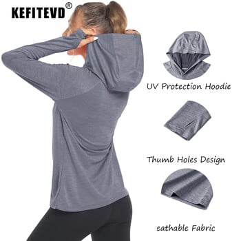 KEFITEVD Quick Dry Γυναικεία μπλουζάκια UPF 50+ μακρυμάνικα Skin UV Protection Μπλουζάκια πεζοπορίας για κολύμβηση εξωτερικού χώρου Προπόνηση πουλόβερ για τρέξιμο