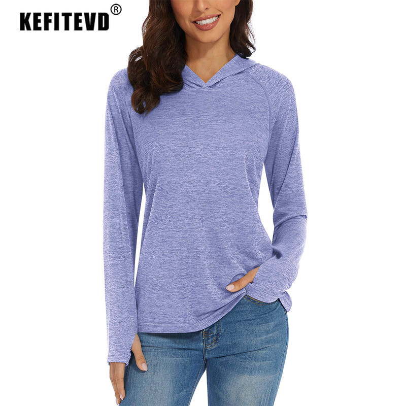 KEFITEVD Brzosušeće ženske majice dugih rukava UPF 50+ UV zaštita kože Plivanje na otvorenom Majice za planinarenje Vježbanje Puloveri za trčanje