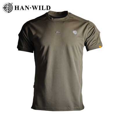 HAN WILD Αθλητικό T-Shirt για εξωτερικούς χώρους Tactical πουκάμισα Καλοκαιρινό μασίφ ανδρικό πουκάμισο Combat με κοντό μανίκι Γρήγορο στέγνωμα Ρούχα πεζοπορίας για κάμπινγκ