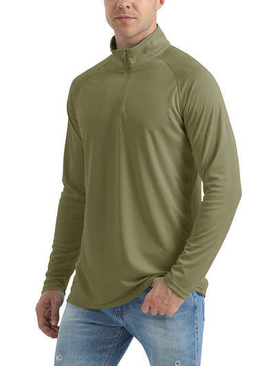 KEFITEVD UPF 50+ Majice dugih rukava Muške majice s 1/4 patentnim zatvaračem Planinarske majice s UV zaštitom Surfanje na otvorenom Ribolov Majice Pulover Top