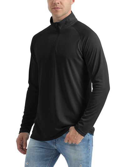 KEFITEVD UPF 50+ Majice dugih rukava Muške majice s 1/4 patentnim zatvaračem Planinarske majice s UV zaštitom Surfanje na otvorenom Ribolov Majice Pulover Top