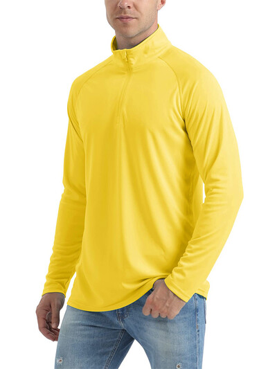 KEFITEVD UPF 50+ Majice dugih rukava Muške majice s 1/4 patentnim zatvaračem Planinarske majice s UV zaštitom Surfanje na otvorenom Ribolov Majice Pulover Top