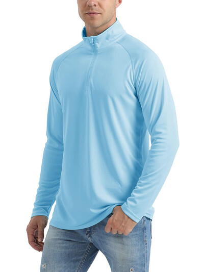 KEFITEVD UPF 50+ Majice dugih rukava Muške majice s 1/4 patentnim zatvaračem Planinarske majice s UV zaštitom Surfanje na otvorenom Ribolov Majice Pulover Top