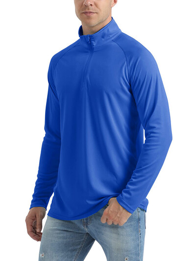 KEFITEVD UPF 50+ Majice dugih rukava Muške majice s 1/4 patentnim zatvaračem Planinarske majice s UV zaštitom Surfanje na otvorenom Ribolov Majice Pulover Top