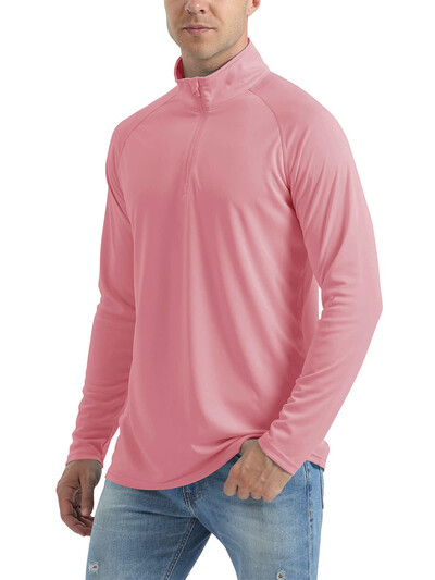 KEFITEVD UPF 50+ Majice dugih rukava Muške majice s 1/4 patentnim zatvaračem Planinarske majice s UV zaštitom Surfanje na otvorenom Ribolov Majice Pulover Top