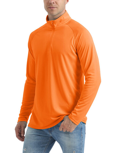 KEFITEVD UPF 50+ Majice dugih rukava Muške majice s 1/4 patentnim zatvaračem Planinarske majice s UV zaštitom Surfanje na otvorenom Ribolov Majice Pulover Top