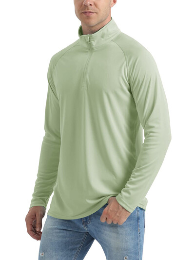 KEFITEVD UPF 50+ Majice dugih rukava Muške majice s 1/4 patentnim zatvaračem Planinarske majice s UV zaštitom Surfanje na otvorenom Ribolov Majice Pulover Top