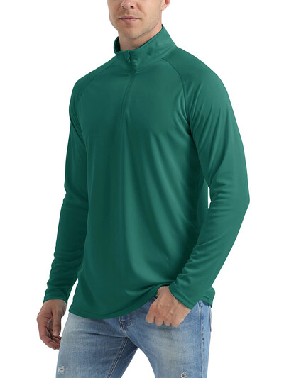 KEFITEVD UPF 50+ Majice dugih rukava Muške majice s 1/4 patentnim zatvaračem Planinarske majice s UV zaštitom Surfanje na otvorenom Ribolov Majice Pulover Top