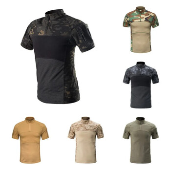 Summer Men Camo Tactical Shirt Combat Military Quick Dry Camping Αναρρίχηση Πεζοπορία Κυνήγι Άνδρας Ρούχα ψαρέματος