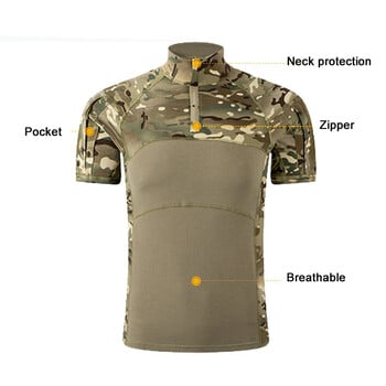 Summer Men Camo Tactical Shirt Combat Military Quick Dry Camping Αναρρίχηση Πεζοπορία Κυνήγι Άνδρας Ρούχα ψαρέματος