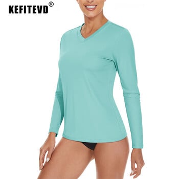 KEFITEVD UPF 50+ Γυναικεία μακρυμάνικα μπλουζάκια UV Sun Protection Outdoor Sport T-shirts Moisture Wicking Camping T-Shirts Tee