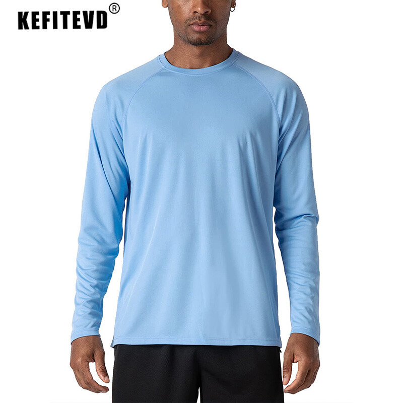 KEFITEVD Ljeto UPF 50+ Muške majice dugih rukava Zaštita od UV zračenja Brzosušeće majice za planinarenje Majice za ribolov Basic Top majice Muške