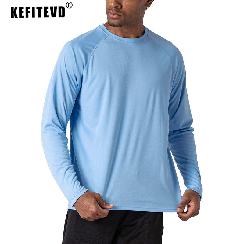 KEFITEVD Ljeto UPF 50+ Muške majice dugih rukava Zaštita od UV zračenja Brzosušeće majice za planinarenje Majice za ribolov Basic Top majice Muške