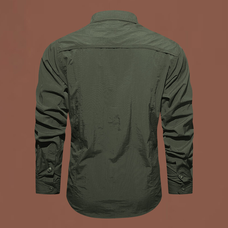 Muška košulja s džepovima Jednobojna uska ležerna muška košulja dugih rukava za trčanje Muška majica za lov i ribolov