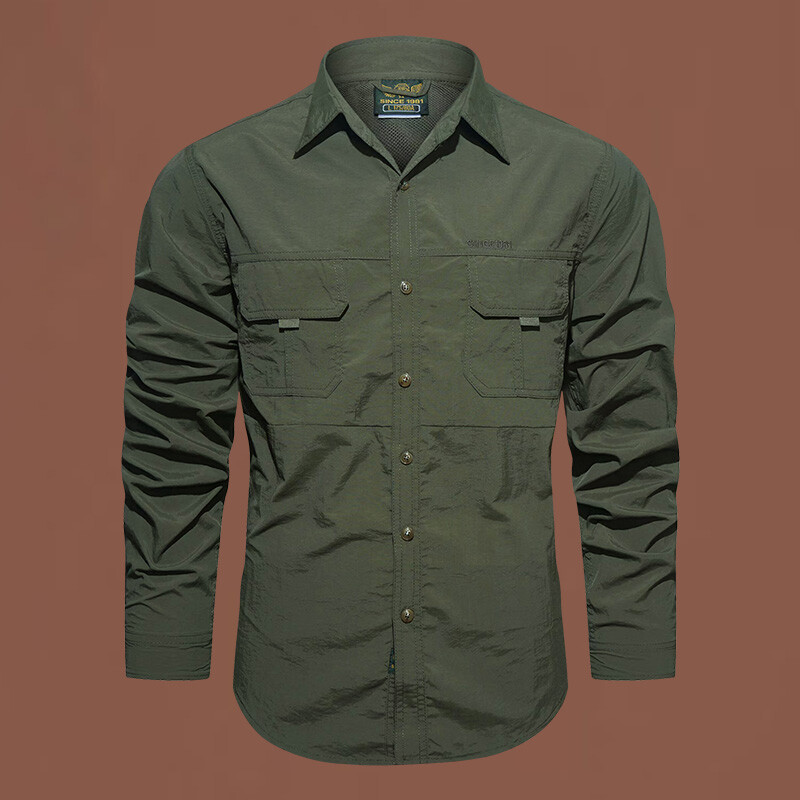 Muška košulja s džepovima Jednobojna uska ležerna muška košulja dugih rukava za trčanje Muška majica za lov i ribolov