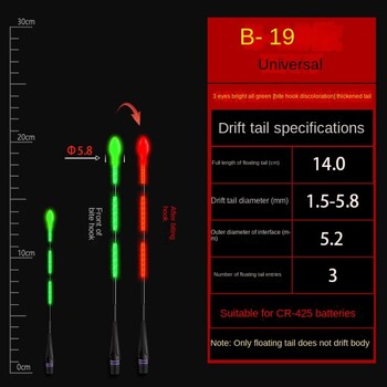 1 бр. Супер ярки нощни LED риболовни плувки Smart Gravity Induction Electronic Tail Drift Float Top Luminous Sensitive Floats Buoy