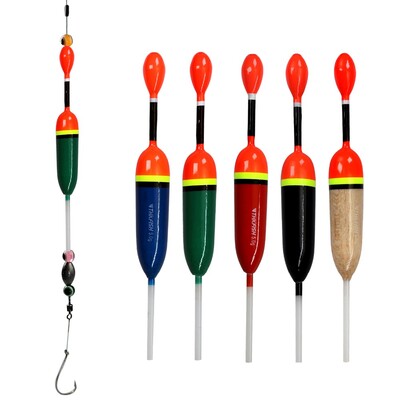 5 τμχ Fishing Float Slip Bobbers 15g 5g Balsa Wood Fishing Floats Slip Buoys 14,3cm γλυκού νερού Floating Bobber Fishings Tackle